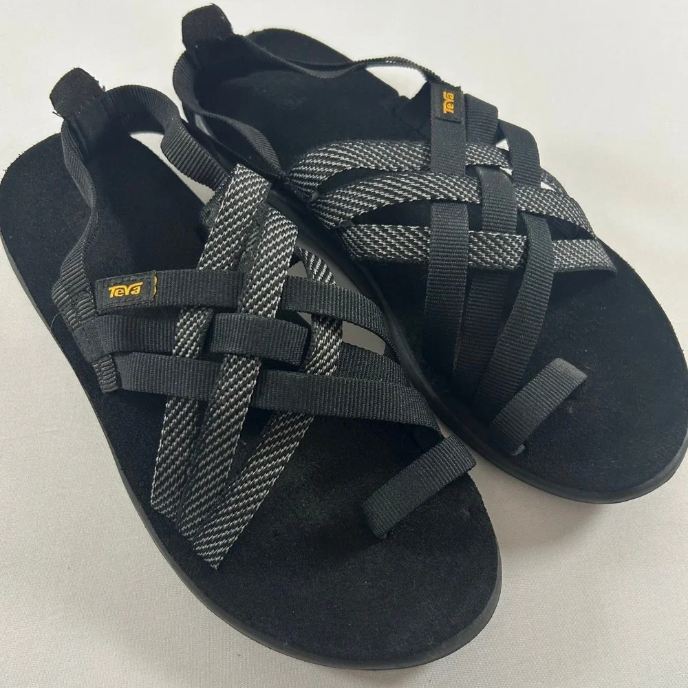 Teva Voya Infinity Space Dye Sandals Womens 8 Black Strappy Slingback Hiking